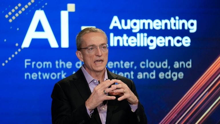 Intel CEO Pat Gelsinger speaks during an event called AI...