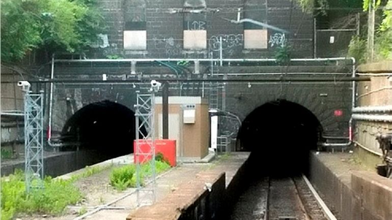 An image of one of the East River Tunnels that...