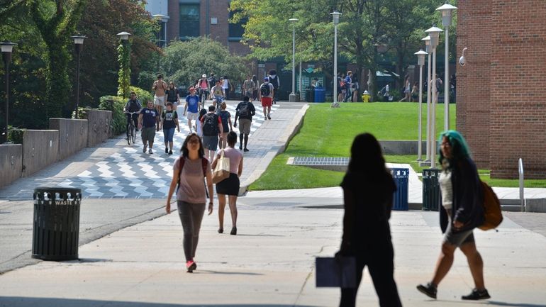 Students enrolling for summer classes at Stony Brook University and all...