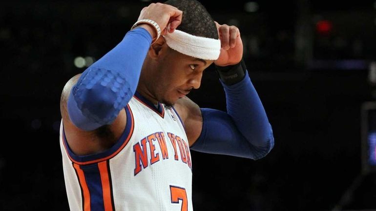 Carmelo Anthony #7 of the New York Knicks in action...