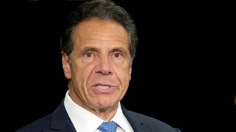 Former Gov. Andrew M. Cuomo at a press conference at the Lenox...