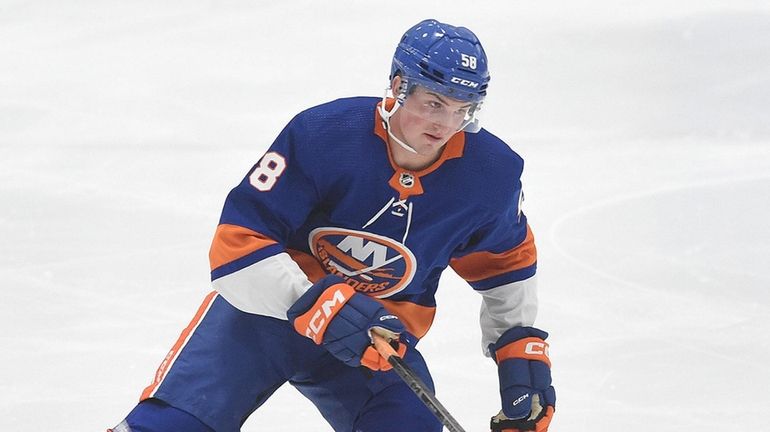 Calle Odelius #58 skates during New York Islanders Development Camp...