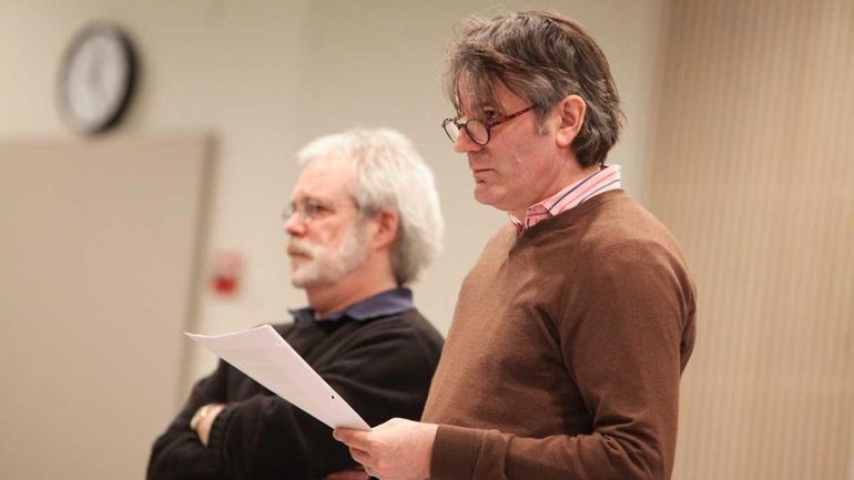 Director Bartlett Sher and John Weidman during rehearsal for "Shinsai:...