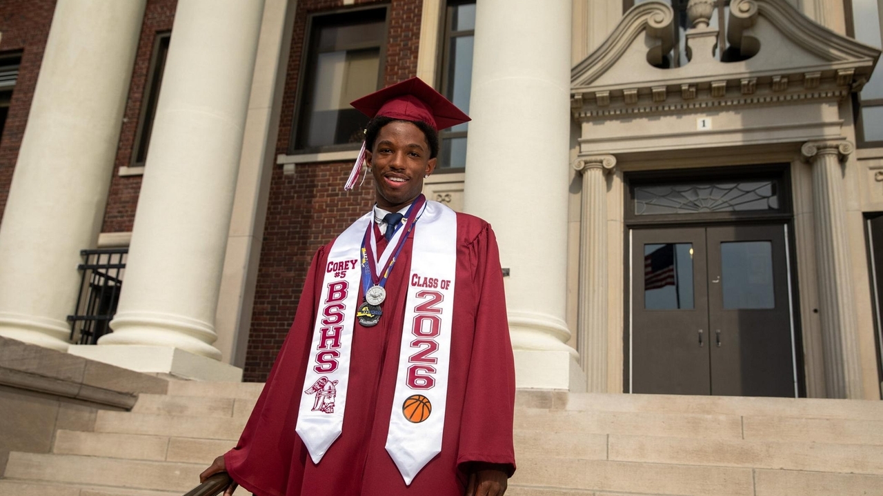 Corey Faines of Bay Shore has never missed a day of school, from pre-K to high school graduation