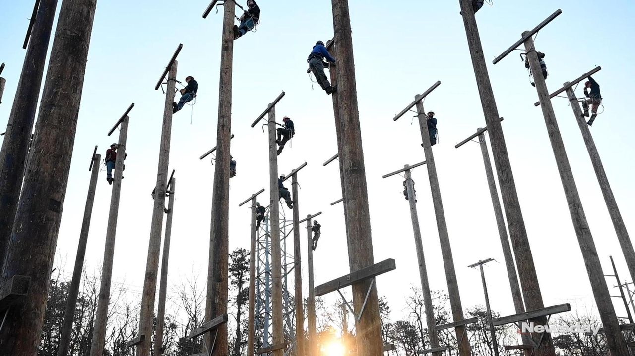 Go behind the scenes at a utility pole climbing class in Holtsville Newsday