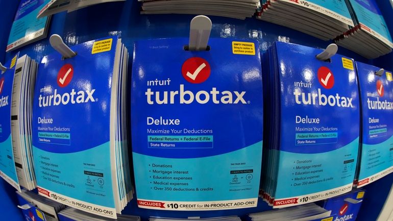 Intuit TurboTax packages are seen on display in a Costco...