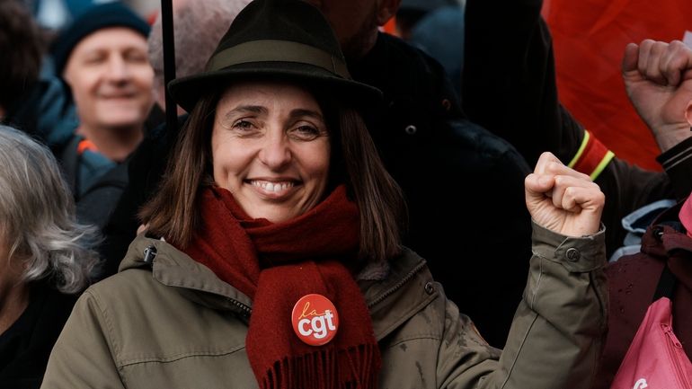 Newly elected CGT union secretary general Sophie Binet attends a...