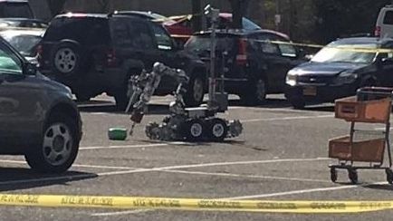 Suffolk County police used a robot to inspect a suspicious...