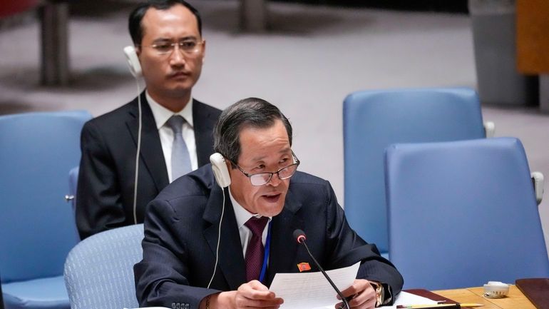 North Korean Ambassador to the United Nations Kim Song addresses...