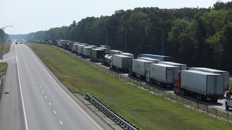 Eastbound traffic is backed up on I-40 near the Hazen,...