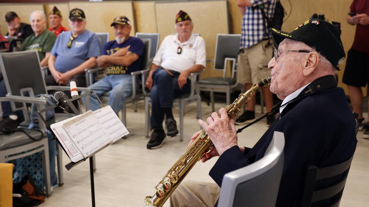 He's 105, he survived WWII, but he still plays a mean sax