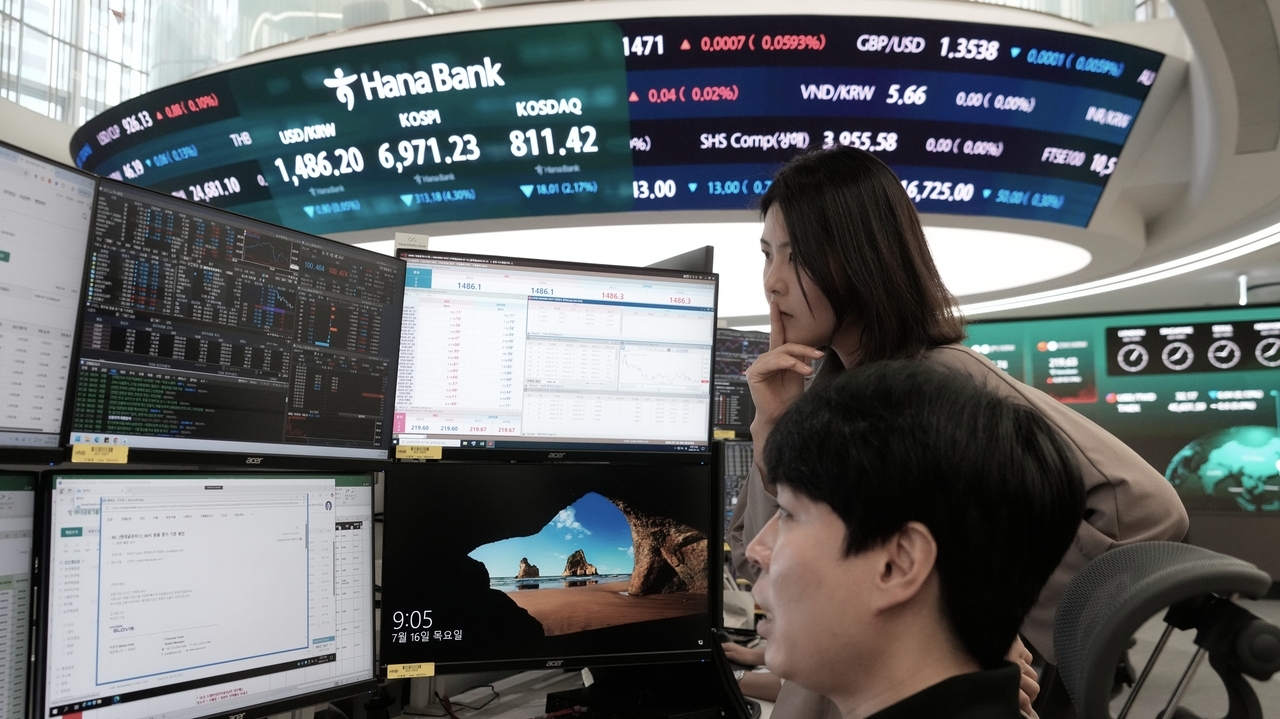 Asian shares mostly decline with South Korea Kospi down 6 . 6 %, while oil prices slip