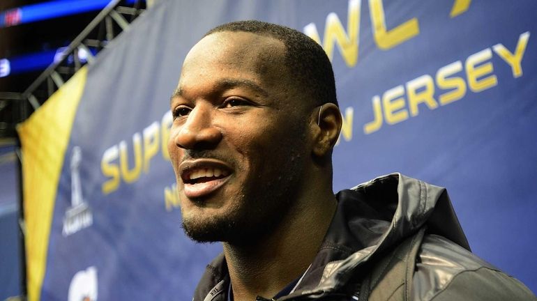 Seahawks fullback Derrick Coleman speaks to the media during Super...