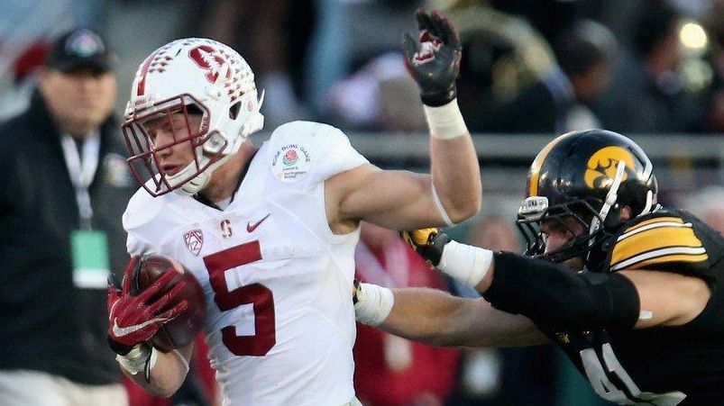 Christian McCaffrey works out as WR at Stanford pro day