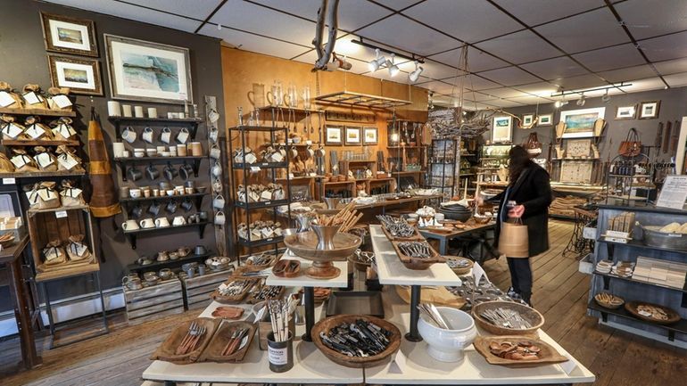 The interior of the Weathered Barn Lifestyle Boutique on Greenport's...