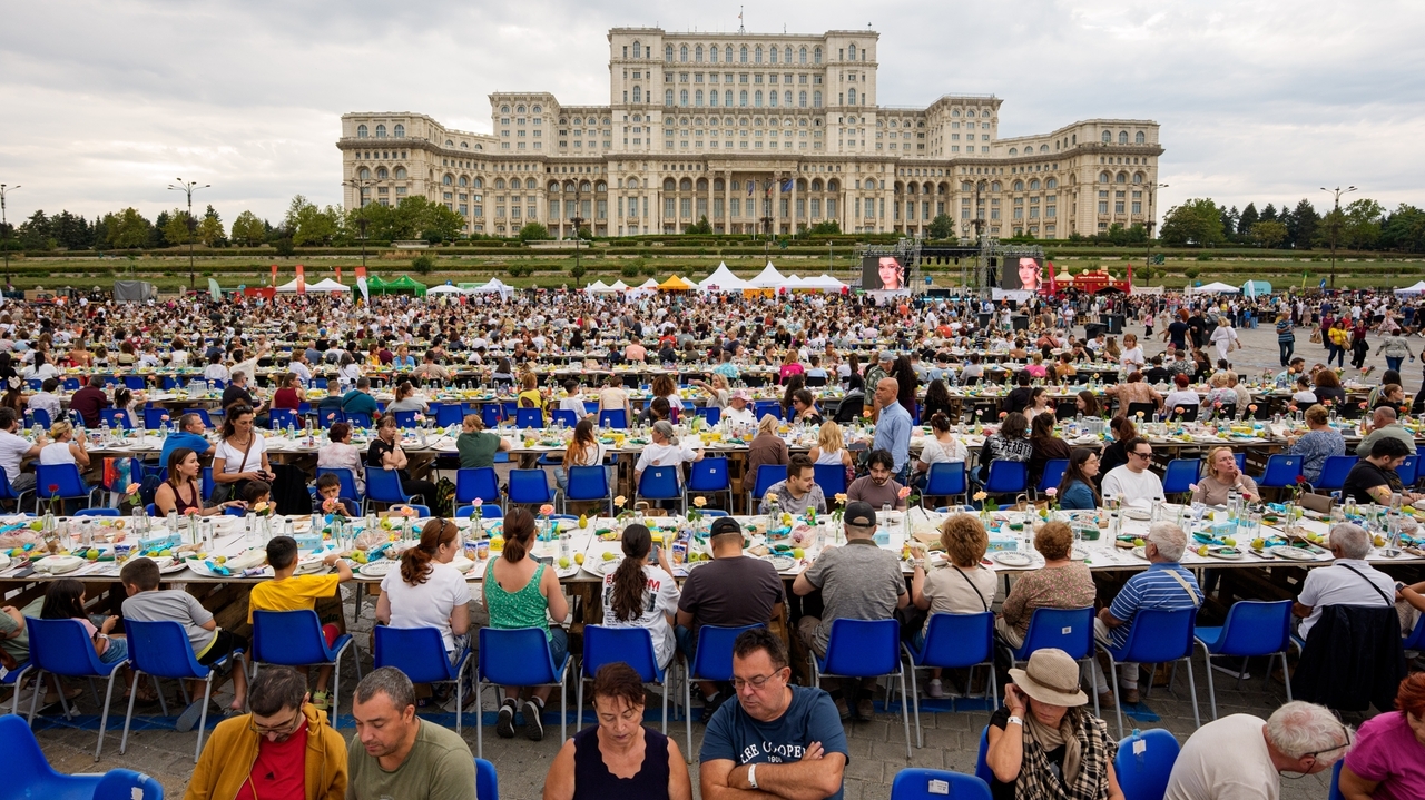 Romania sets Guinness record with miles-long table, raises funds for pediatric psychiatry hospital