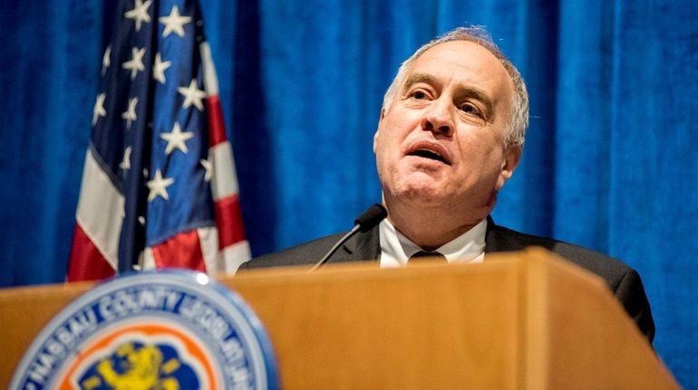 New York State Comptroller Thomas P. DiNapoli speaks during the...