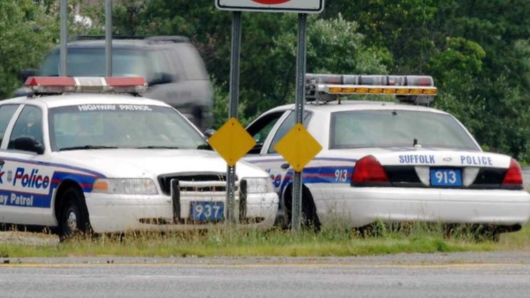 Suffolk police patrol the Long Island Expressway.