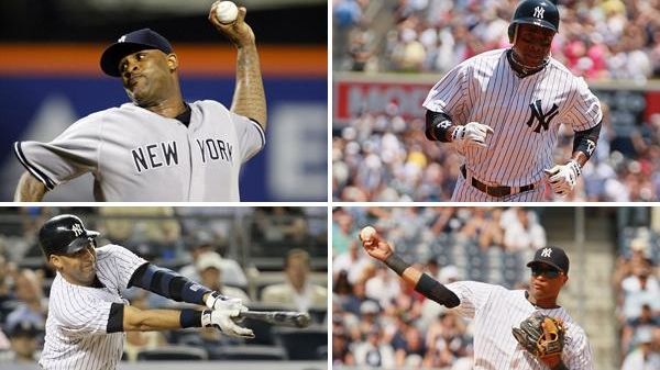 Yankees All Stars CC Sabathia, Curtis Granderson, and MLB legend