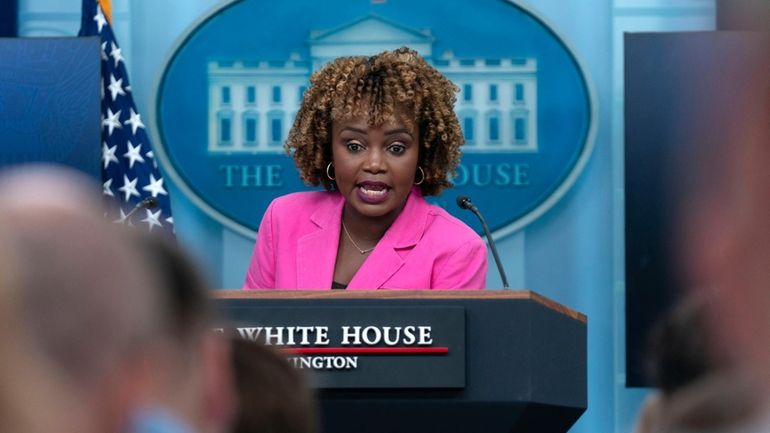 White House press secretary Karine Jean-Pierre speaks during the daily...