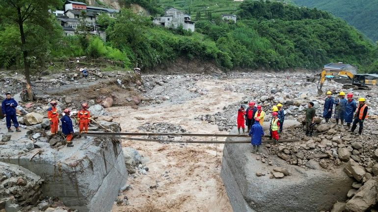 In this image made from video released by Xinhua News...