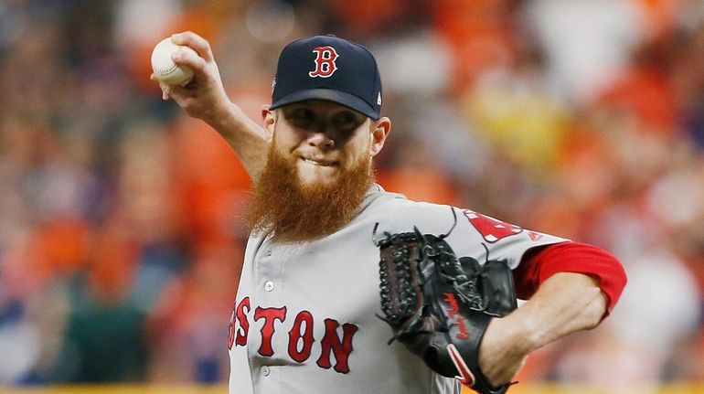 Craig Kimbrel #46 of the Boston Red Sox pitches in...