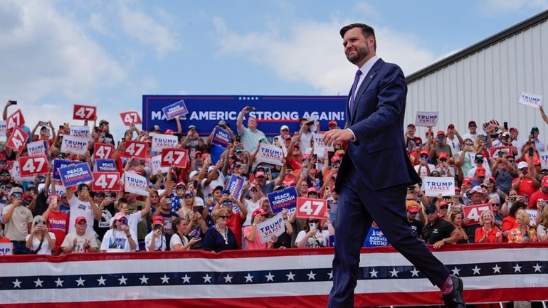 Republican vice presidential nominee Sen. JD Vance, R-Ohio, arrives at...