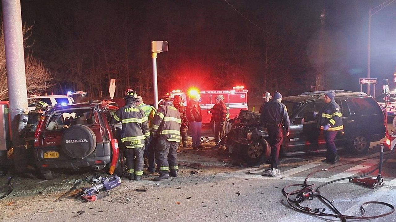 Police respond to 2vehicle crash in Yaphank Newsday