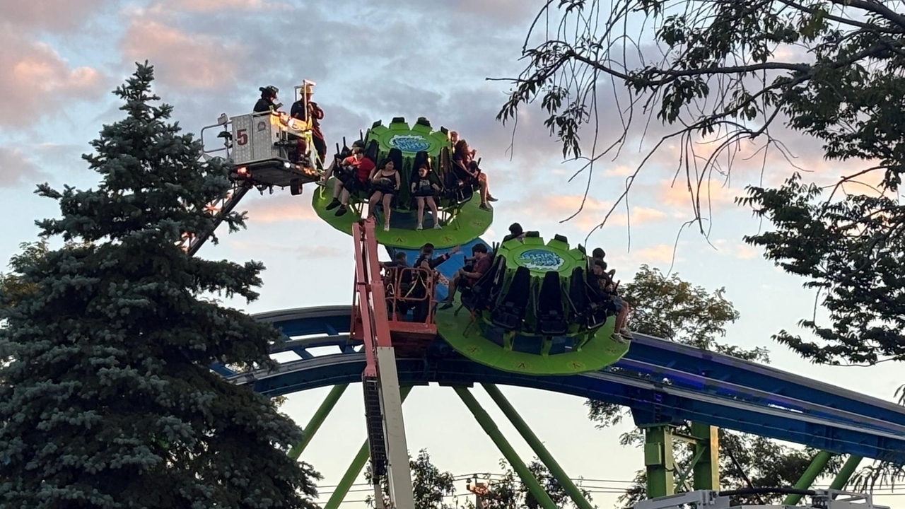 Riders stuck on Adventureland Wave Twister in Farmingdale as firefighters respond