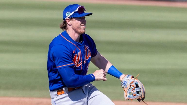 Mets infielder Brett Baty during a spring training game against...