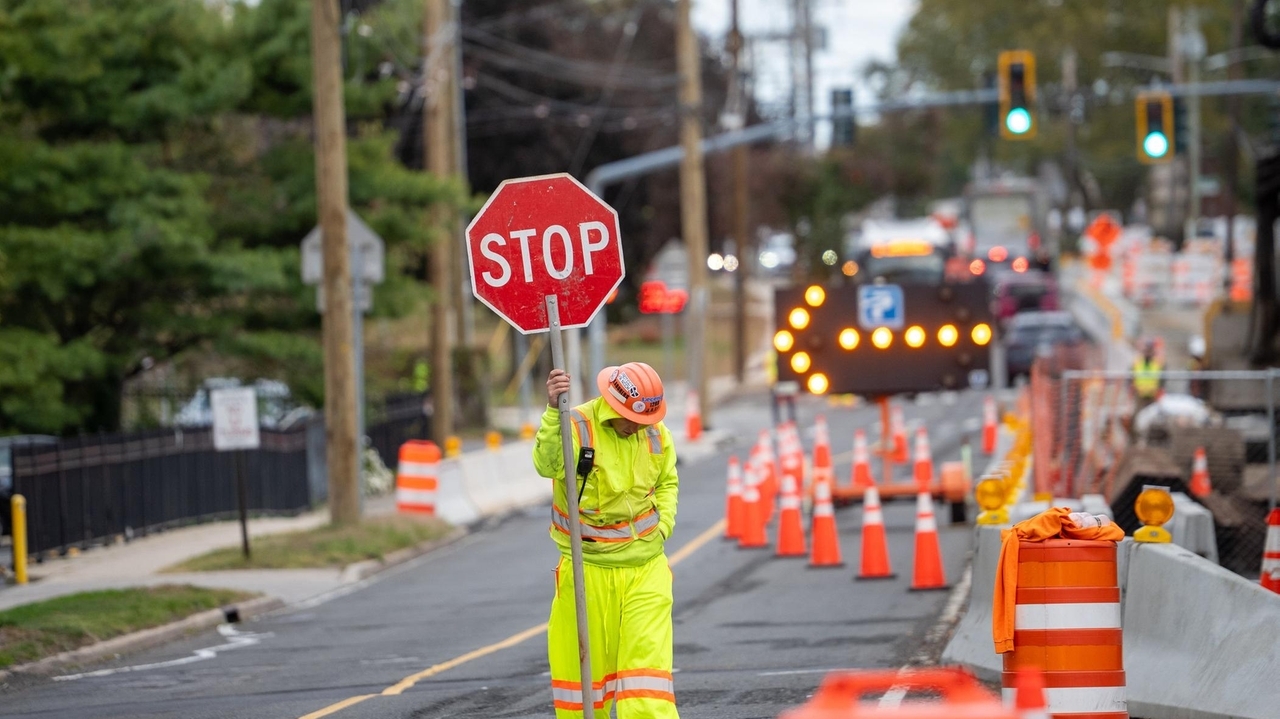 Big houses in Hempstead Town, traffic stop signs, DOT road work - Newsday