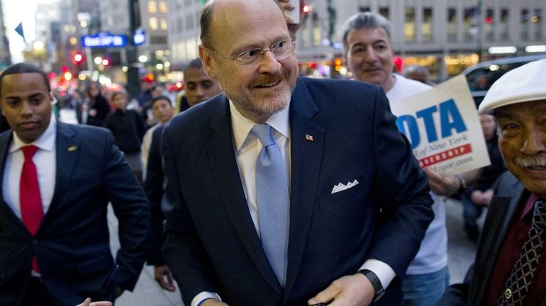 NYC Mayoral candidate Republican Joe Lhota arrives for a debate...