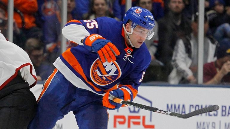 Islanders defenseman Johnny Boychuk skates against the Coyotes at NYCB...