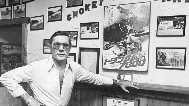 Legendary Hollywood stuntman Hal Needham with memoriabilia from the movie...