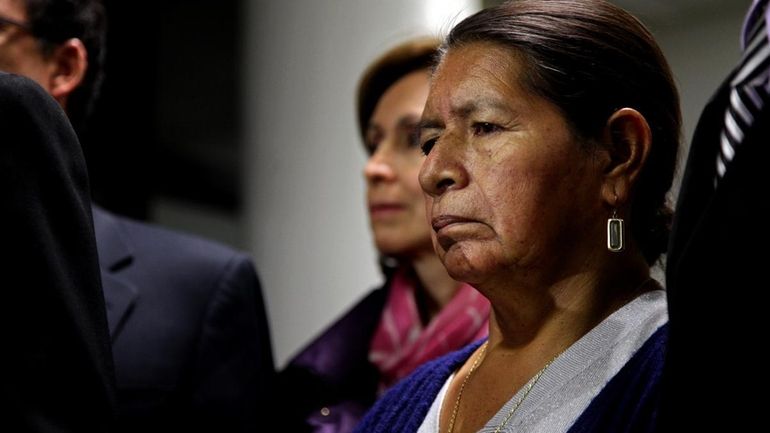 Rosario Lucero, mother of Marcelo Lucero, listens during as statements...
