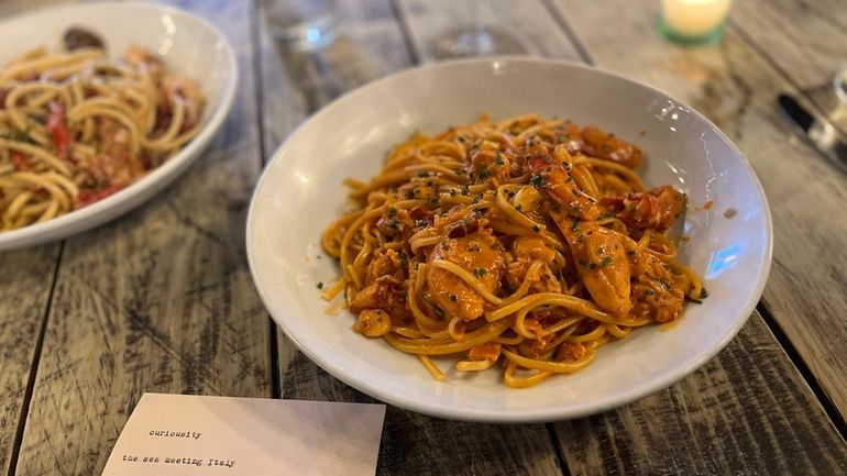 Spicy lobster spaghetti comes with a custom haiku on Mondays...