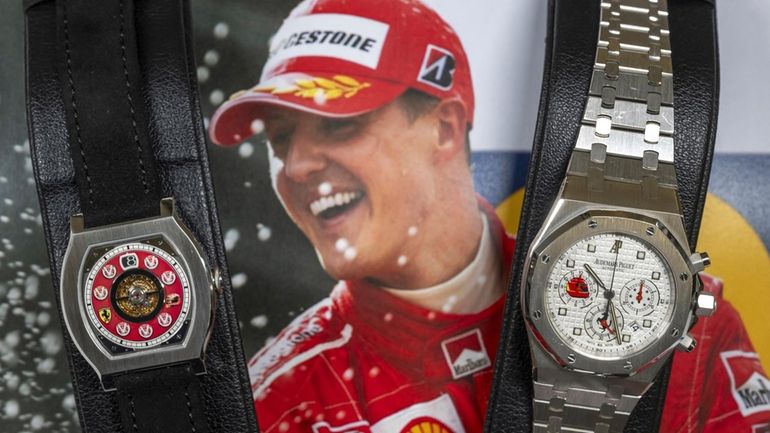 Two watches belonging to Michael Schumacher are on display: F.P.,...