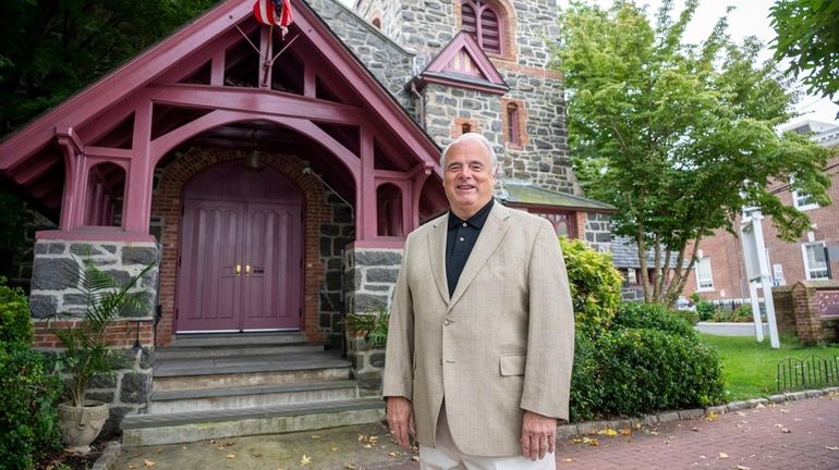 Bill Kiley in front of St John's Episcopal Church in...