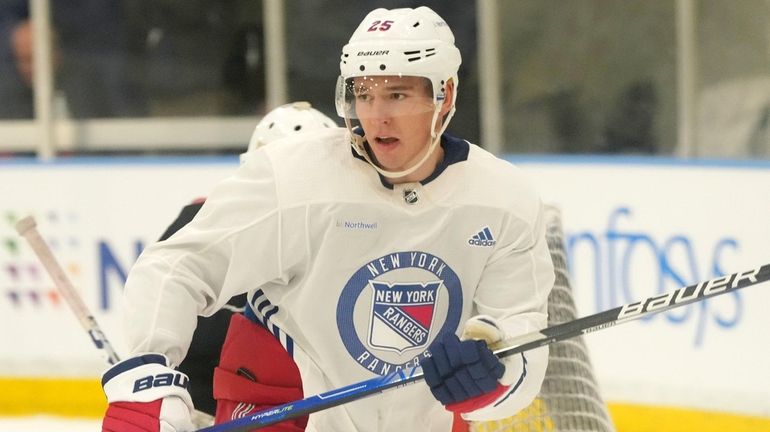 Rangers defenseman Libor Hajek skates during training camp in Greenburgh,...