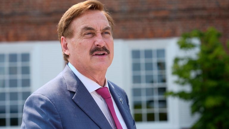 Mike Lindell, CEO of My Pillow, talks before Republican presidential...