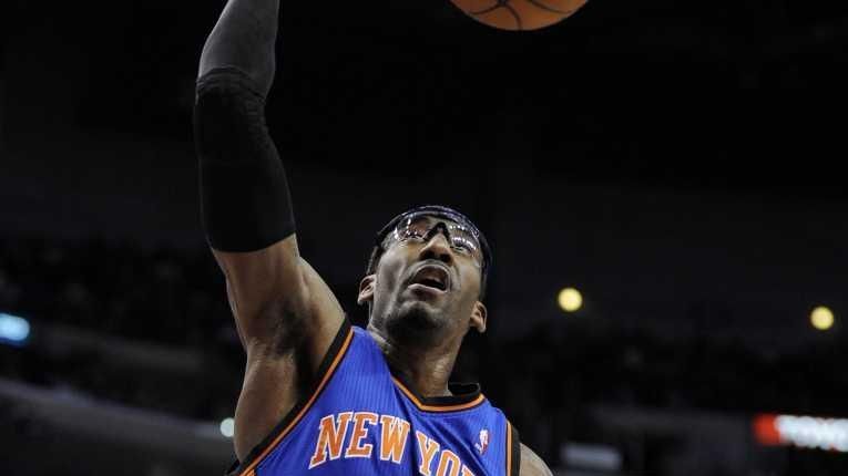 New York Knicks power forward Amare Stoudemire, left, dunks the...