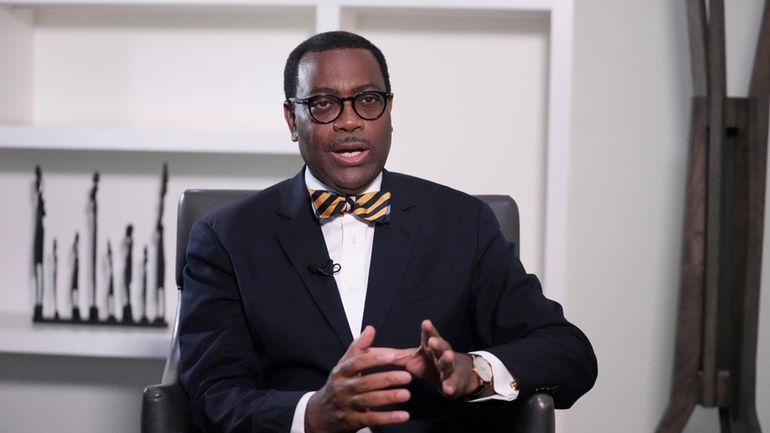 Akinwumi Adesina, President African development bank, speaks during an interview...