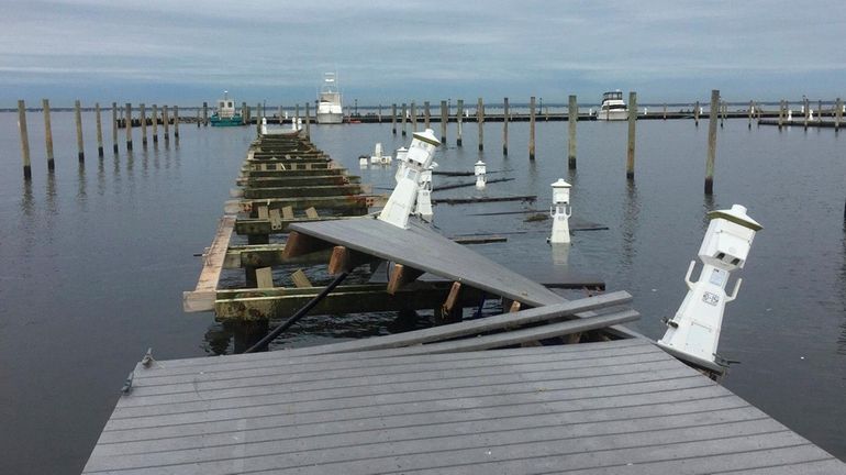 The Oct. 29, 2017, storm damaged docks and boardwalks at...