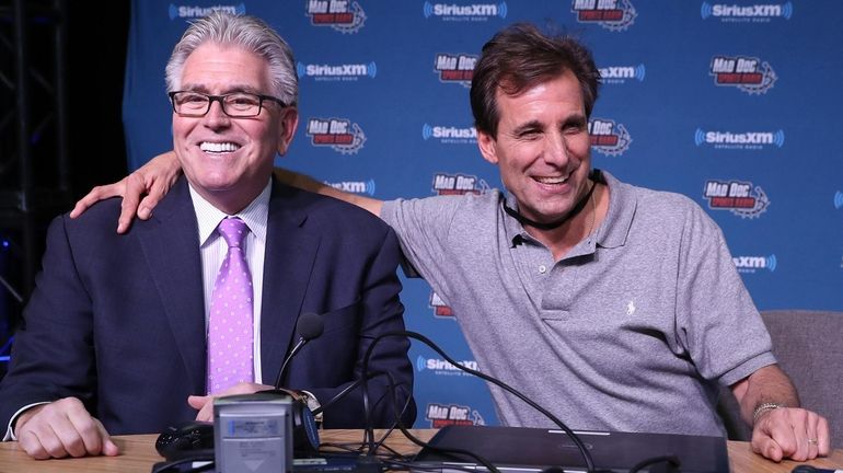 Chris "Mad Dog" Russo, right, and Mike Francesa attend the...