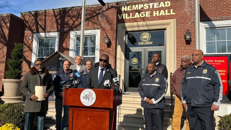 Hempstead Village Mayor Waylyn Hobbs Jr. joins police and fire...