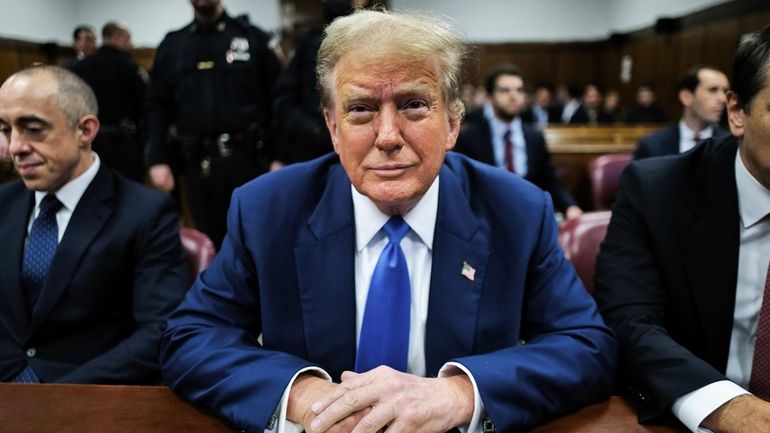 Former President Donald Trump appears at Manhattan criminal court before...