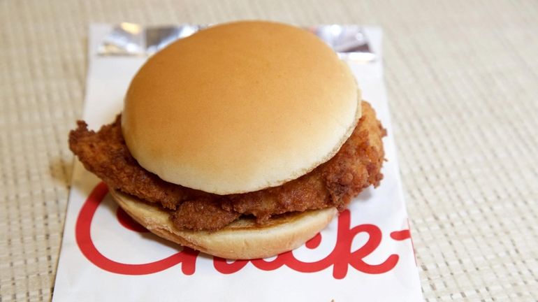 A Chick-fil-A chicken sandwich.