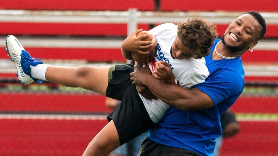 Saquon Barkley at kids camp Newsday