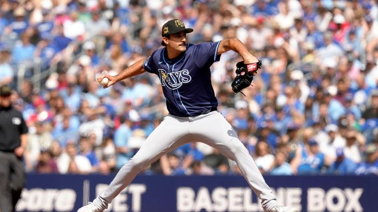 Tampa Bay Rays pitcher Zach Eflin (24) works against the...