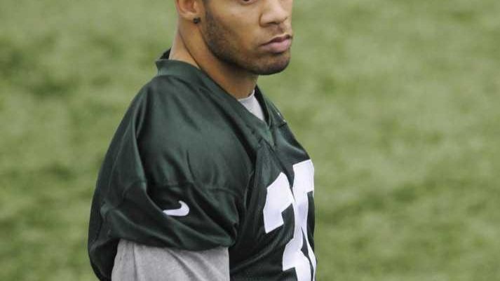 Jets safety LaRon Landry at the Atlantic Health Training Facility....